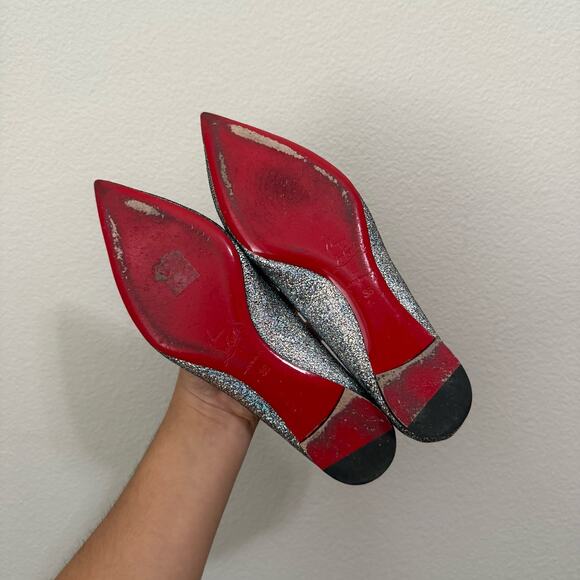 Christian Louboutin Ballalla Silver Mica Glitter Ballerina Ballet Flat 36 - Picture 10 of 15
